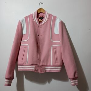 Milano Di Rouge Pink and White Varsity Jacket Size Medium Limited Edition